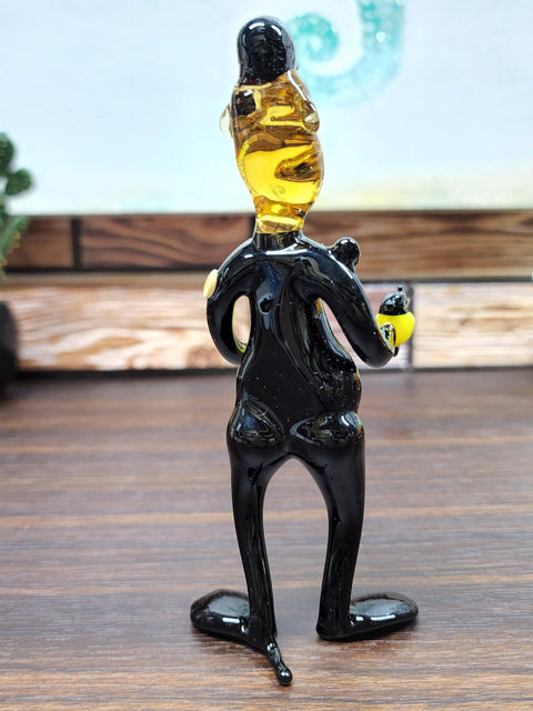 Glass Police Officer With Gun Figurine, Handmade Murano Quality Design - Large