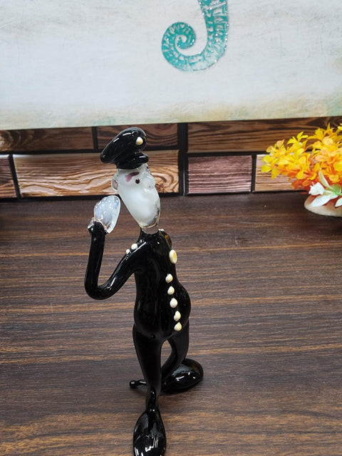 Glass Police Officer Saluting Figurine, Handmade Murano Quality Design - Large