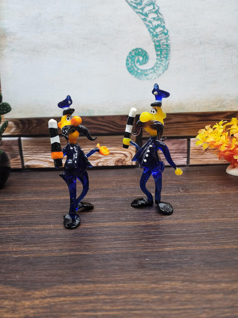 Glass Police Officer W/ Baton Figurine, Handmade Murano Quality Design - Large