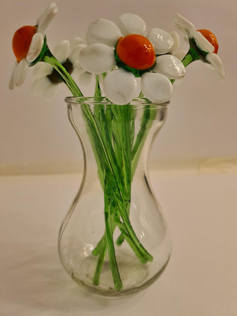 White Glass Daisy - Handcrafted Short Stem Flower