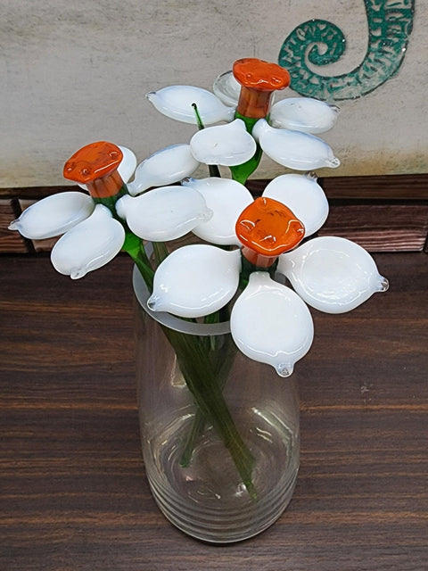 White Glass Daffodil - Handcrafted Long Stem Flower