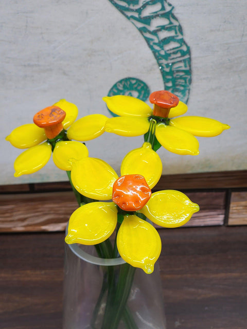 Yellow Glass Daffodil - Handcrafted Long Stem Flower