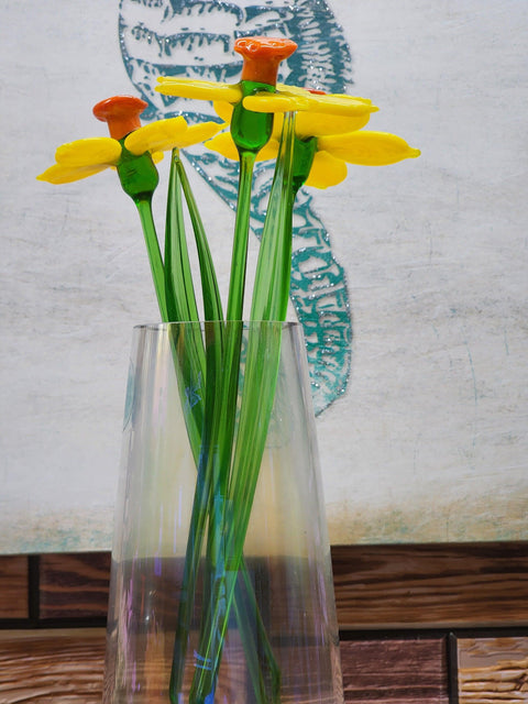 Yellow Glass Daffodil - Handcrafted Long Stem Flower