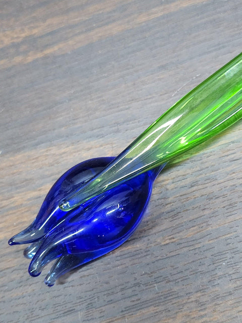 Blue Glass Tulip - Handcrafted Long Stem Flower