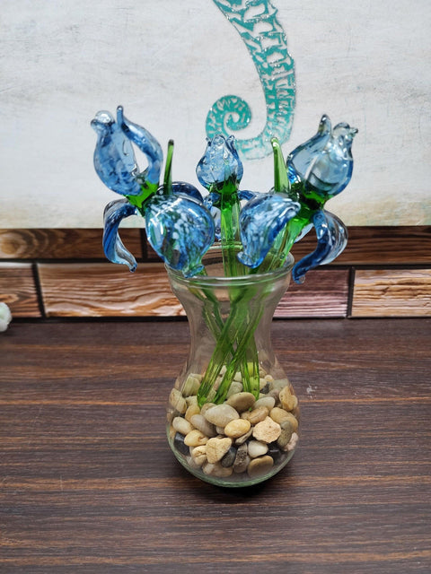 Short Stem Glass Flower Iris