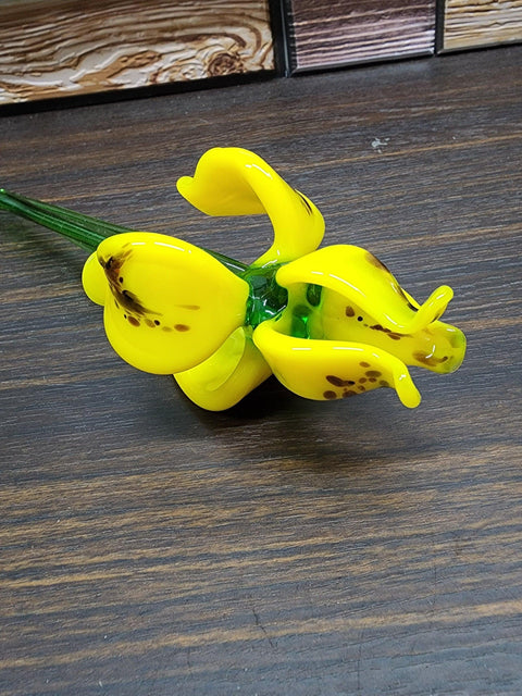 Yellow Glass Iris - Handcrafted Long Stem Flower