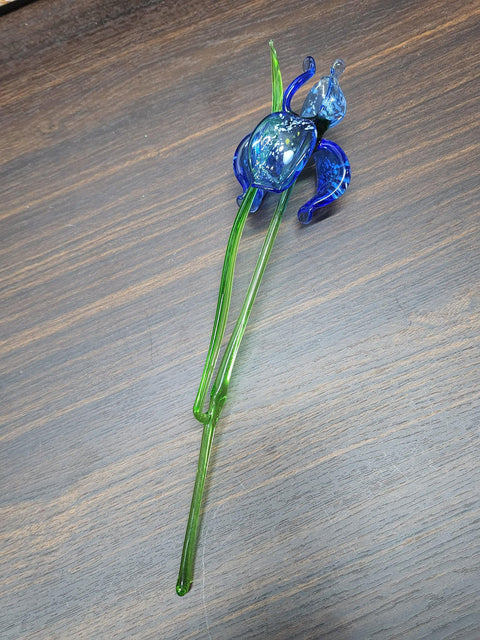 Blue Glass Iris - Handcrafted Long Stem Flower