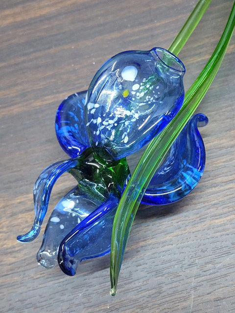 Blue Glass Iris - Handcrafted Long Stem Flower