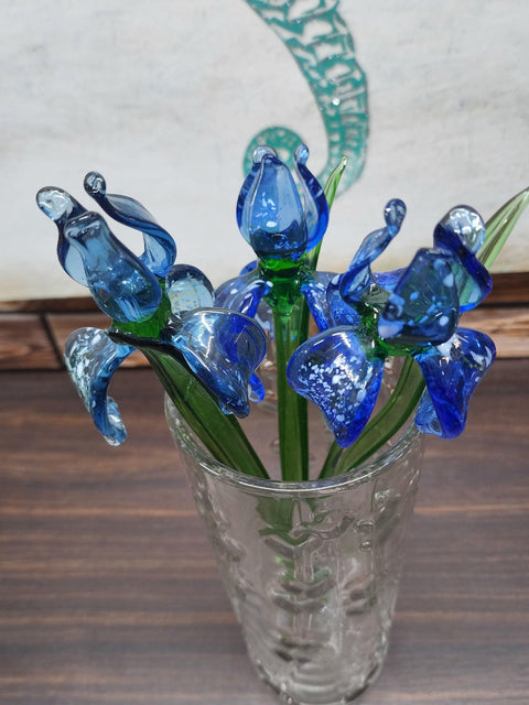 Long Stem Glass Flower iris