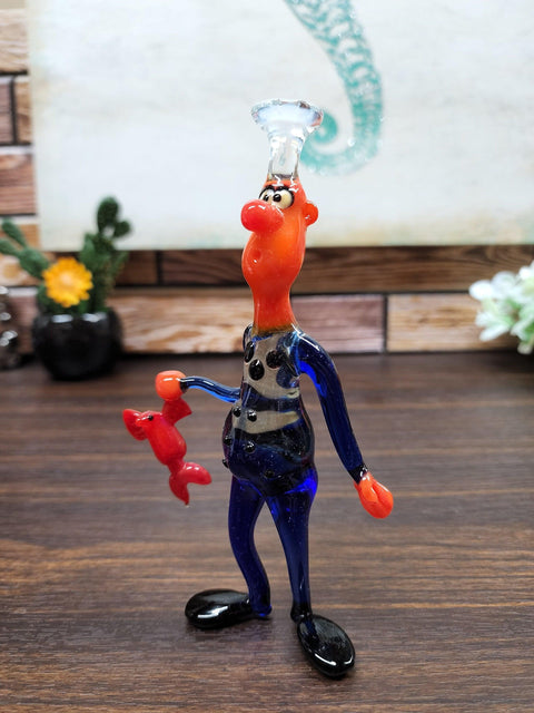 Glass Chef With Lobster Figurine, Handmade Murano Quality Design - Large