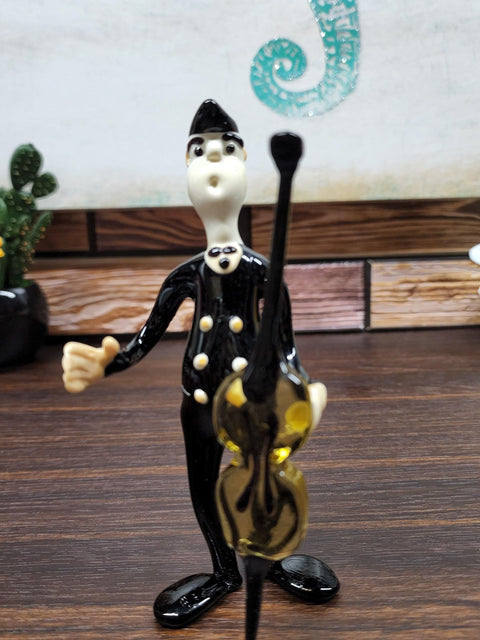 Musician With Cello Figurine, Handmade Murano Quality Design - Large