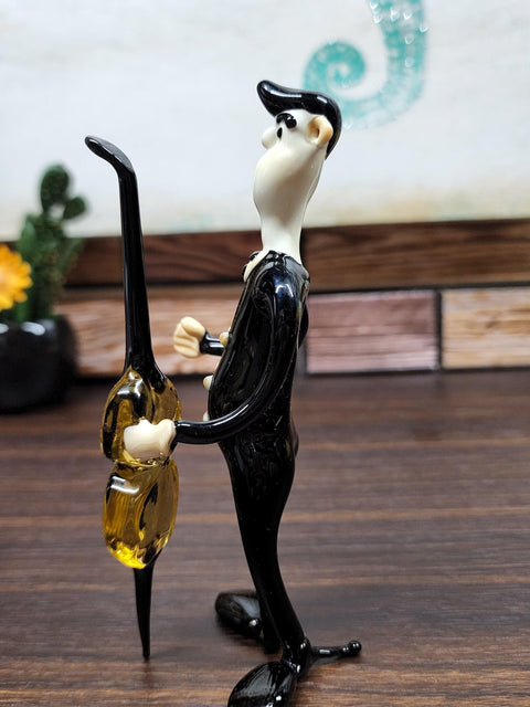 Musician With Cello Figurine, Handmade Murano Quality Design - Large