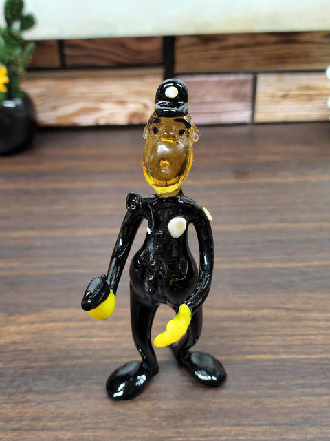 Glass Police Officer With Gun Figurine, Handmade Murano Quality Design - Large