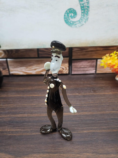 Glass Police Officer Saluting Figurine, Handmade Murano Quality Design - Large