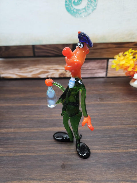 Glass Soldier With Bottle Figurine, Handmade Murano Quality Design - Large