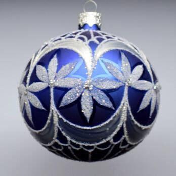 Blue Blown Glass Ornament - Handcrafted - Palm Tree Design