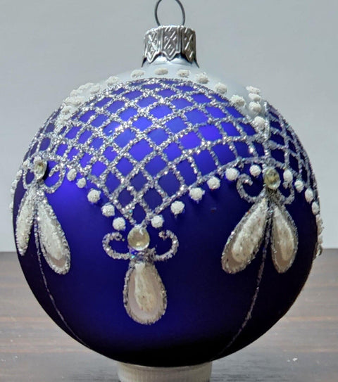 Blue Blown Glass Ornament - Handcrafted - Persian Princess Design