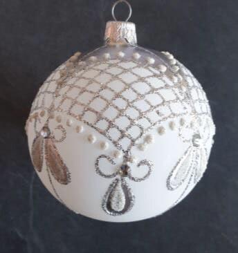 Silver Blown Glass Ornament - Handcrafted - Persian Princess Design