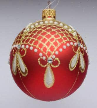 Red Blown Glass Ornament - Handcrafted - Persian Princess Design