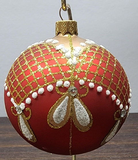 Red Blown Glass Ornament - Handcrafted - Persian Princess Design