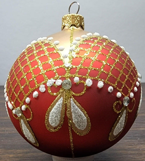 Red Blown Glass Ornament - Handcrafted - Persian Princess Design