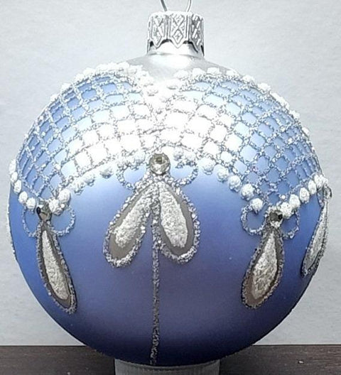 Light Blue Blown Glass Ornament - Handcrafted - Persian Princess Design