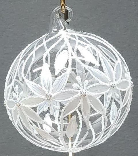 Clear Blown Glass Ornament - Handcrafted - Palm Tree Design