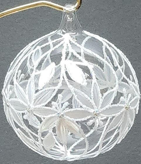 Clear Blown Glass Ornament - Handcrafted - Palm Tree Design