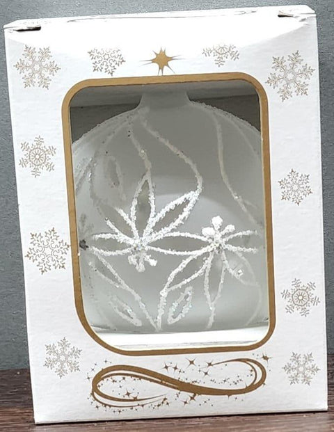 Frosted Blown Glass Ornament - Handcrafted - Palm Tree Design