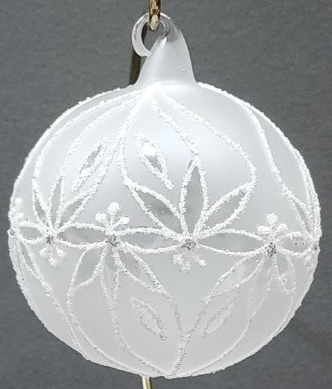 Frosted Blown Glass Ornament - Handcrafted - Palm Tree Design