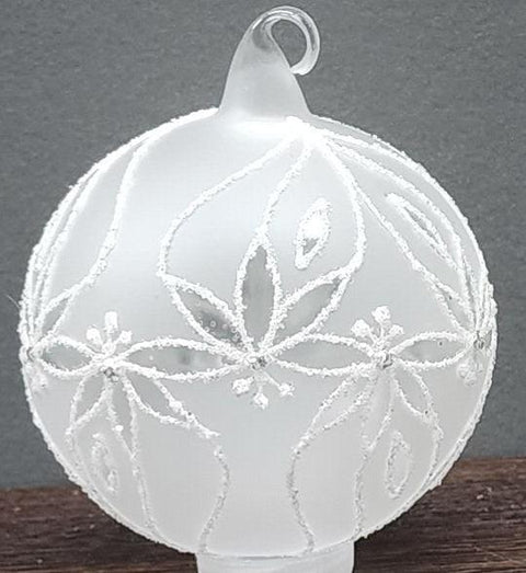 Frosted Blown Glass Ornament - Handcrafted - Palm Tree Design