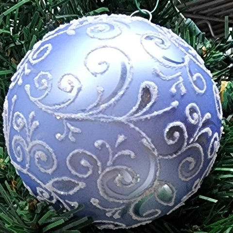 Light Blue Blown Glass Ornament - Handcrafted - Hand Made - Modern Design