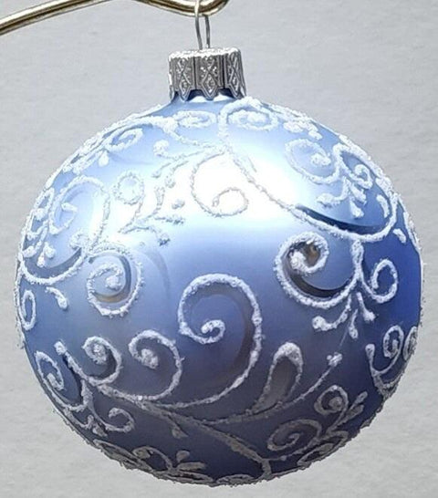 Light Blue Blown Glass Ornament - Handcrafted - Hand Made - Modern Design