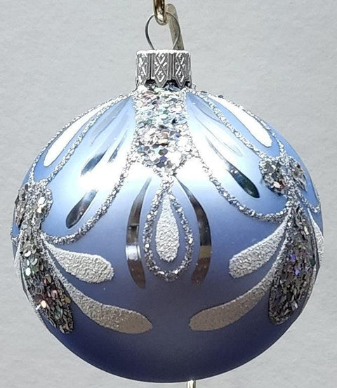 Light Blue Blown Glass Ornament - Handcrafted - Bumble Bee Design