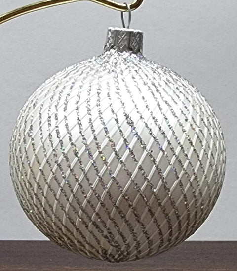 Silver Blown Glass Ornament - Handcrafted - Disco Ball Design