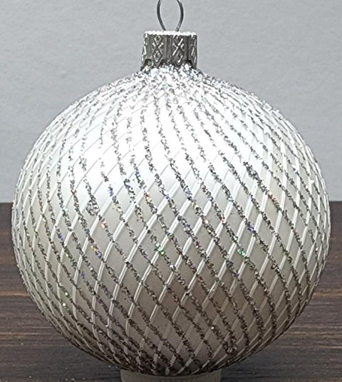 Silver Blown Glass Ornament - Handcrafted - Disco Ball Design