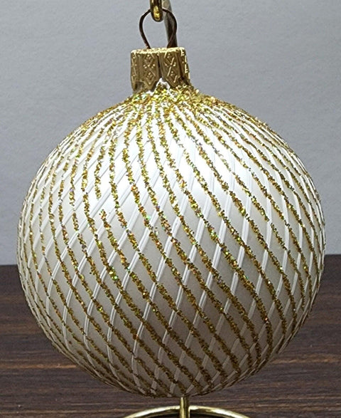 Gold Blown Glass Ornament - Handcrafted - Disco Ball Design