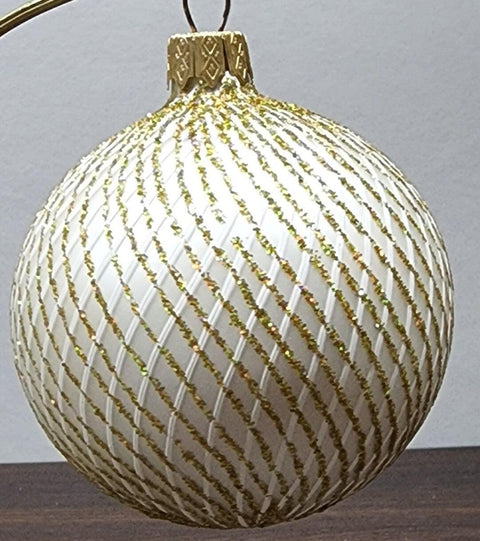 Gold Blown Glass Ornament - Handcrafted - Disco Ball Design