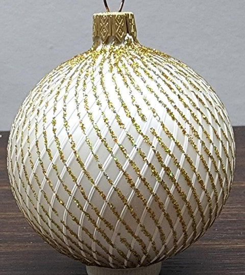 Gold Blown Glass Ornament - Handcrafted - Disco Ball Design