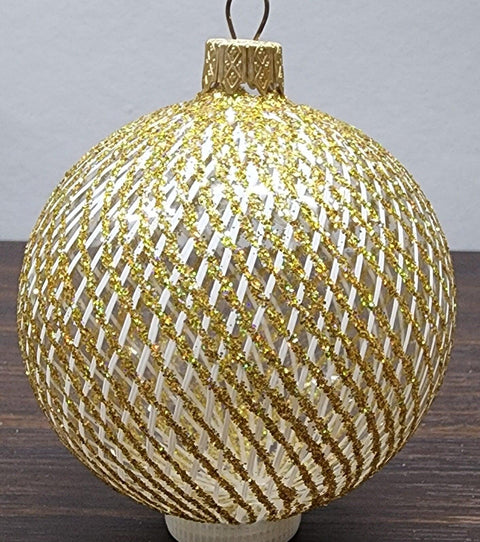 Gold Blown Glass Ornament - Handcrafted -  Disco Ball Design