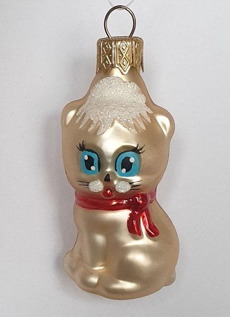 Hand Decorated Glass Keepsake Ornament - Charming Kitten Design