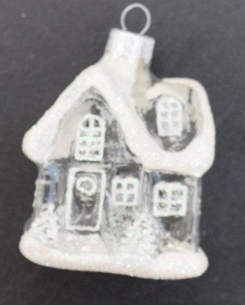 Hand Decorated Glass Keepsake Ornament - Charming Clear House Design