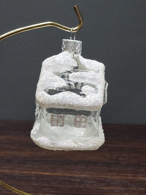 Hand Decorated Glass Keepsake Ornament - Charming Clear House Design