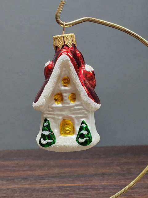 Hand Decorated Glass Keepsake Ornament - Charming Skinny House Design