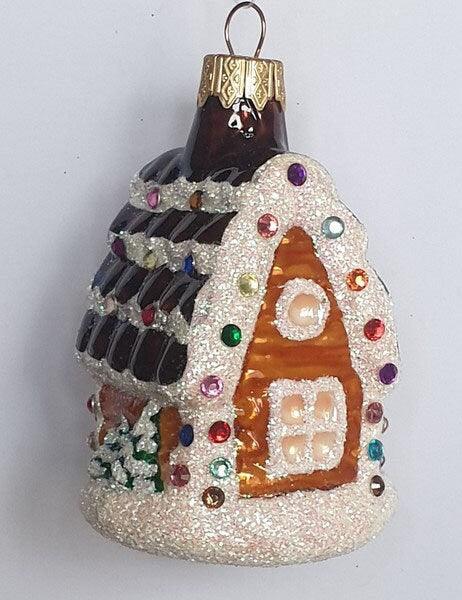 Hand Decorated Glass Keepsake Ornament - Charming Candy House Design