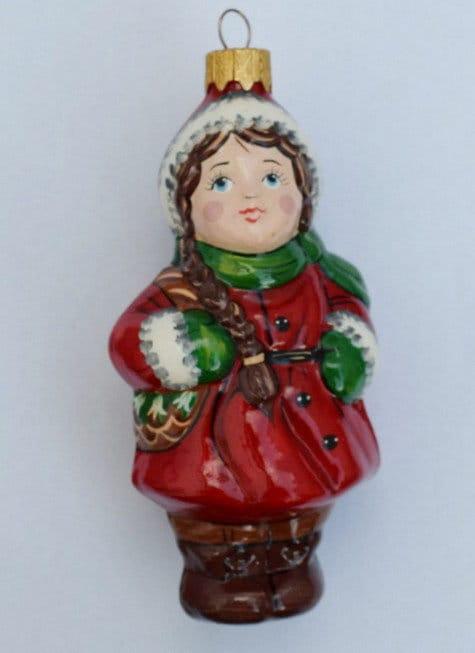 Hand Decorated Glass Keepsake Ornament - Charming Girl Design