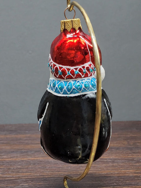 Hand Decorated Glass Keepsake Ornament - Charming Penguin Design