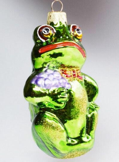 Hand Decorated Glass Keepsake Ornament - Charming  Frog Design