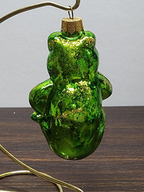 Hand Decorated Glass Keepsake Ornament - Charming  Frog Design