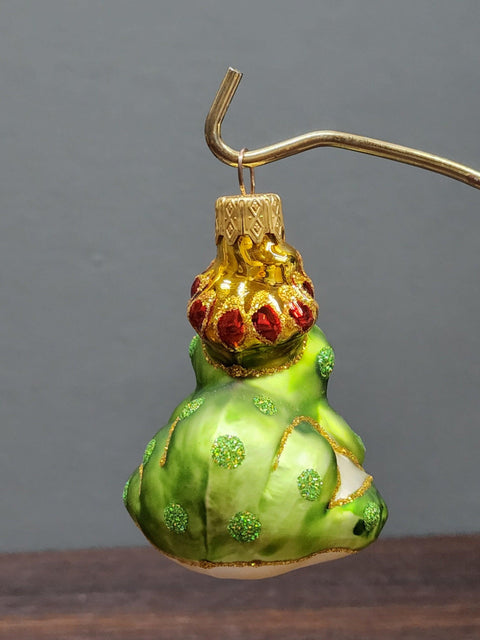 Hand Decorated Glass Keepsake Ornament - Charming Frog Prince Design